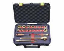 Не искрящийся инструмент,  1/4", 3/8" Набор головок и инструмента, метрический, 21 предмет
